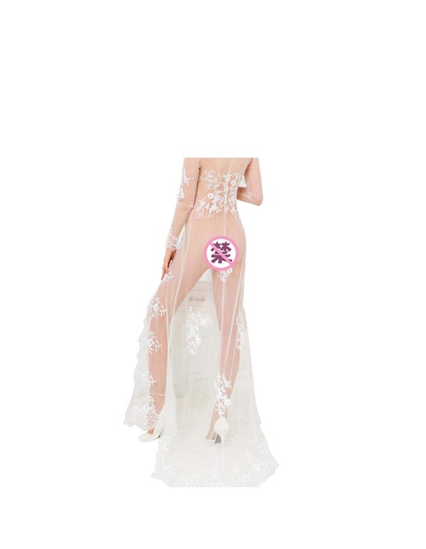 Explosion Models Perspective Lace Long Nightdress Sexy Lingerie Sexy Pajamas Source of a Generation