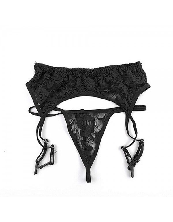 GUOxufei Young Sexy Women's Underwear, lace Large Size Garter, Sexy Lingerie Buckle with, Perspective Temptation Three-Point Suit