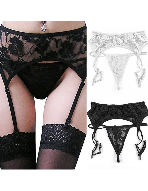 GUOxufei Young Sexy Women's Underwear, lace Large Size Garter, Sexy Lingerie Buckle with, Perspective Temptation Three-Point Suit
