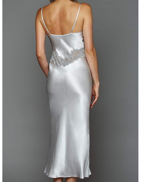 Julianna Rae Women's Silk Gown, Lace Trim, Flattering Waist Shape, Le Tresor, Lingerie, Beautiful Gift Packaging