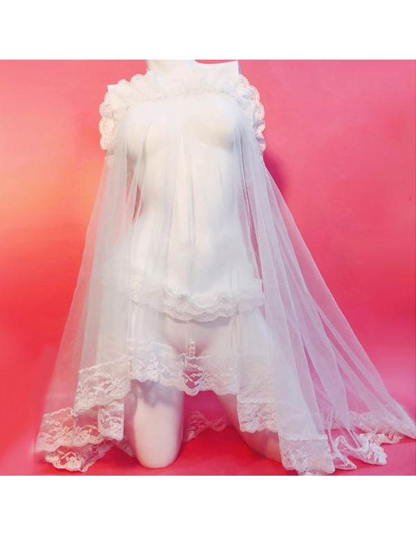 TOMORI Womens Lace Halter Lingerie Set Japanese Bridal Chiffon Mesh Sleepwear Sexy Cosplay Pajamas TOMORI Womens Lace Halter Lingerie Set Japanese Bridal Chiffon Mesh Sleepwear Sexy Cosplay Pajamas