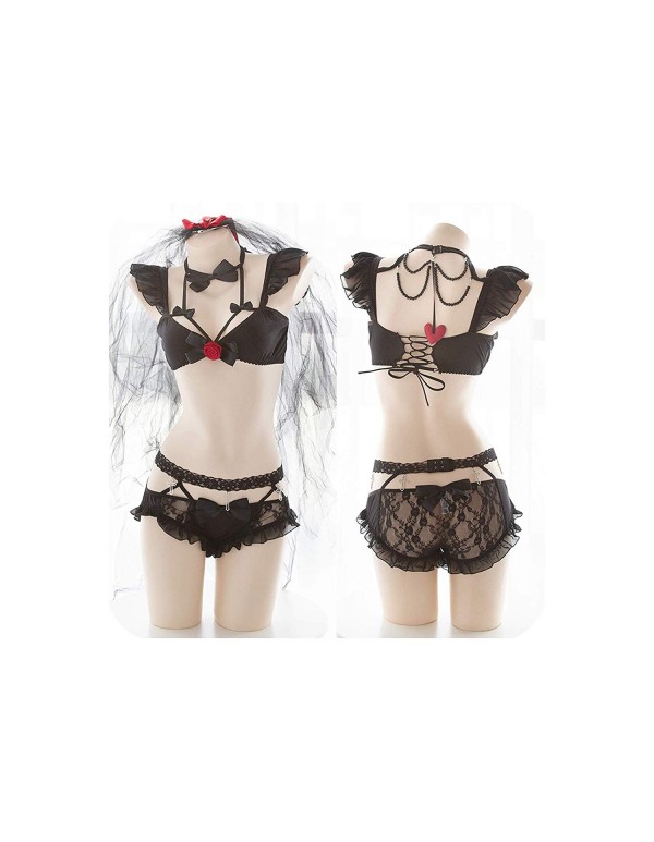 Vintage Princess Cute Bride Anime Costumes Lace Lingerie Ruffle Underwear Set