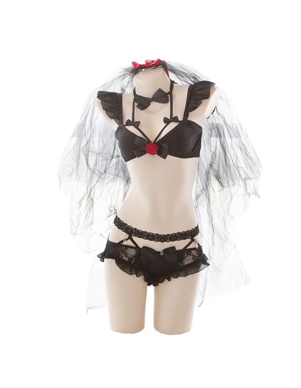 Vintage Princess Cute Bride Anime Costumes Lace Lingerie Ruffle Underwear Set