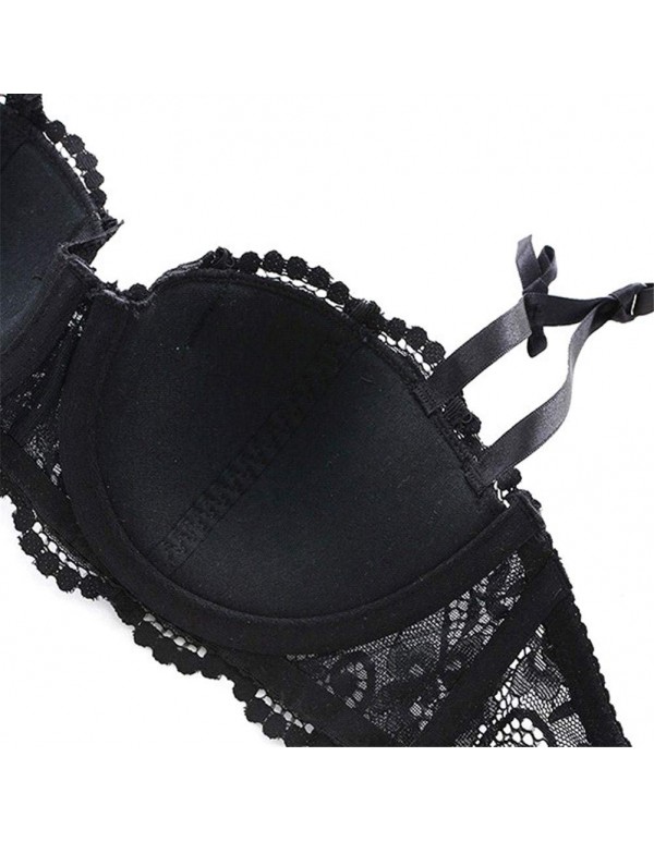 Women Push Up Bras Set Lace Lingerie Bra Panties Garter Stocking 4pcs/lot