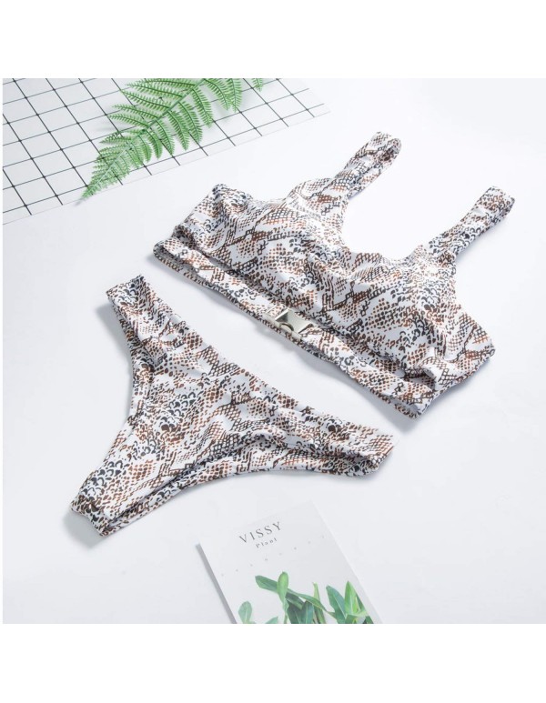 Women's Swimming Suit Sexy Snake Print Bikini Swimsuit Women Swimwear Push-up Padded Bra Swimsuit