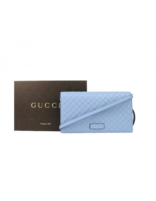 Gucci Light Blue Leather Crossbody Wallet Bag 466507 4503