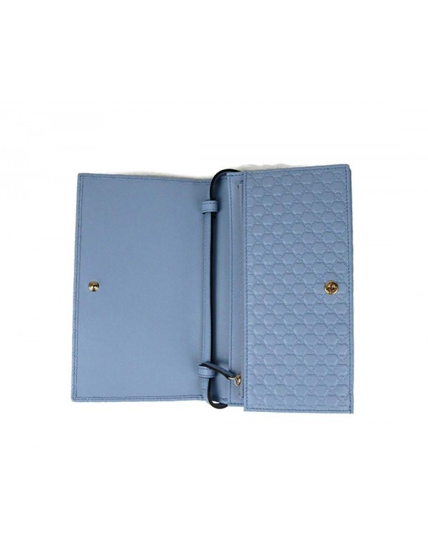 Gucci Light Blue Leather Crossbody Wallet Bag 466507 4503