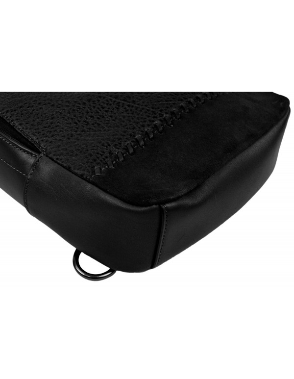 Coach New York Men's F11236 Leather Baseball Seam Crossbody Messenger Backpack Black