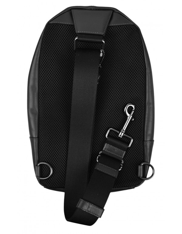 Coach New York Men's F11236 Leather Baseball Seam Crossbody Messenger Backpack Black