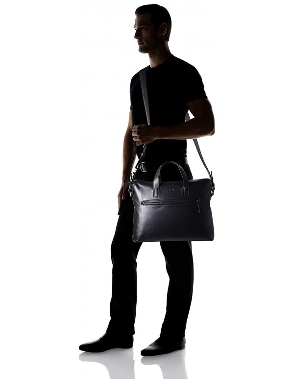 HUGO by Hugo Boss Men's National Soft Leather Workbag, black, ONE SIZE