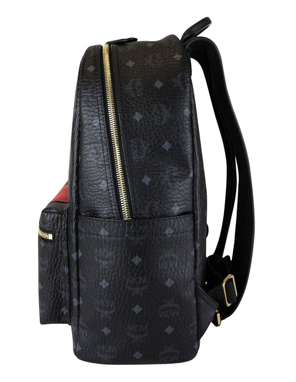 MCM Unisex Black/Red Canvas Coated Medium Backpack With Logo MMK8AVE31BK001