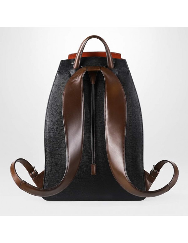 Men's Genuine Leather Retro Backpack Business Casual Travel Bag (Brown, One_Size)