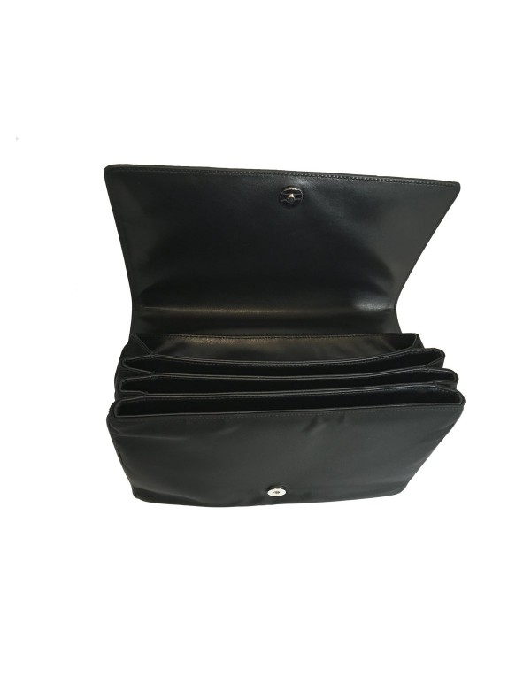 Prada Black Reptile Leather and Nylon Designer Crossbody Bag for Women 1BA016