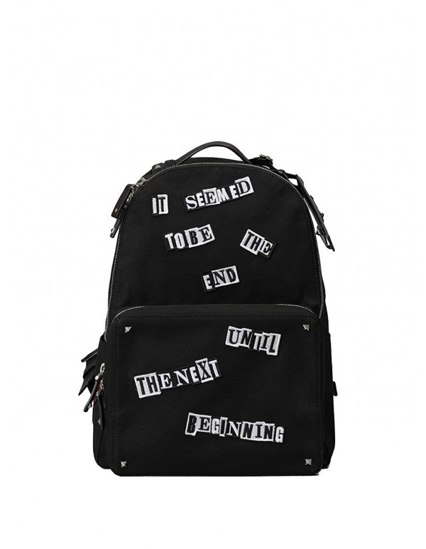 Valentino Men's NY0B0340GKL0NO Black Cotton Backpack