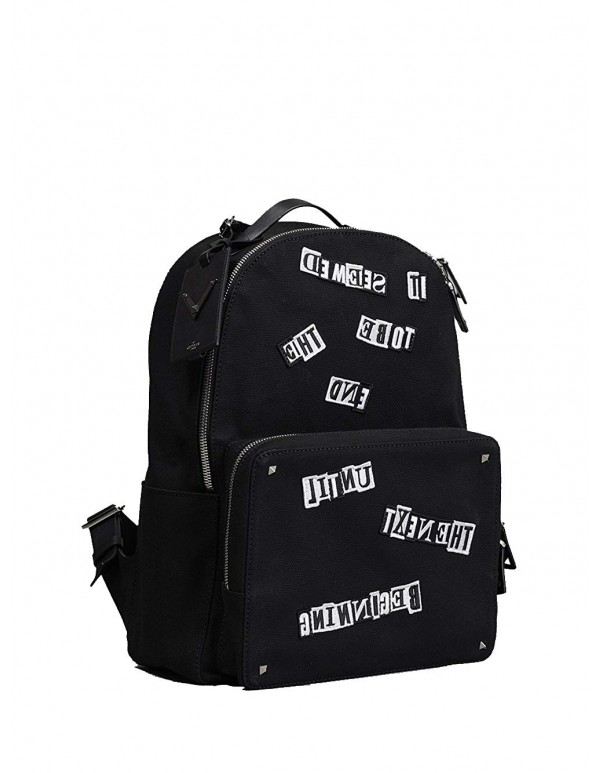 Valentino Men's NY0B0340GKL0NO Black Cotton Backpack