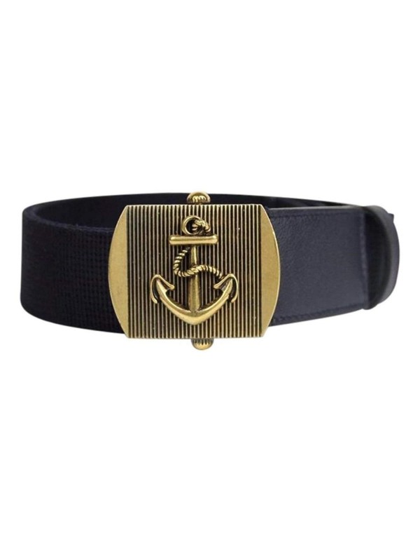 Gucci Men's Blue Fabric Brass Anchor Buckle Belt