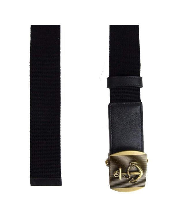 Gucci Men's Blue Fabric Brass Anchor Buckle Belt