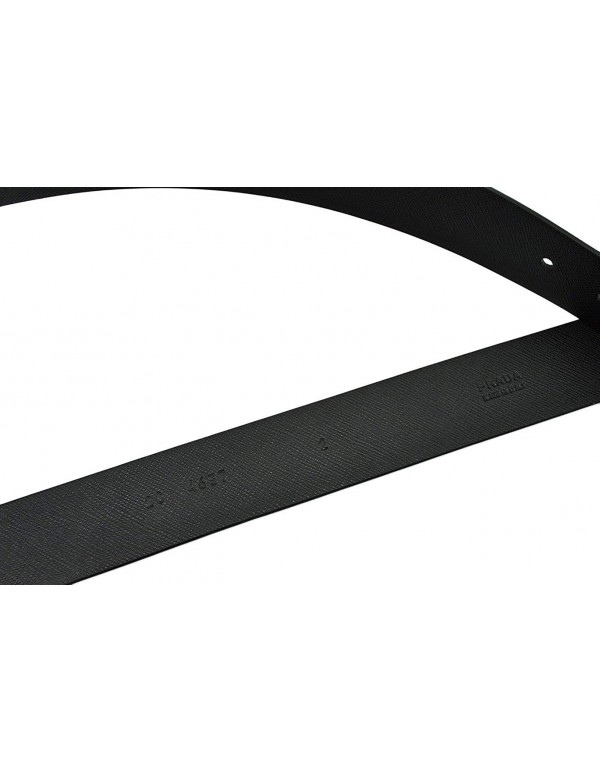 Prada Black Saffiano Leather Belt with Silver Prada Belt Buckle 2CM046 Size 100/40