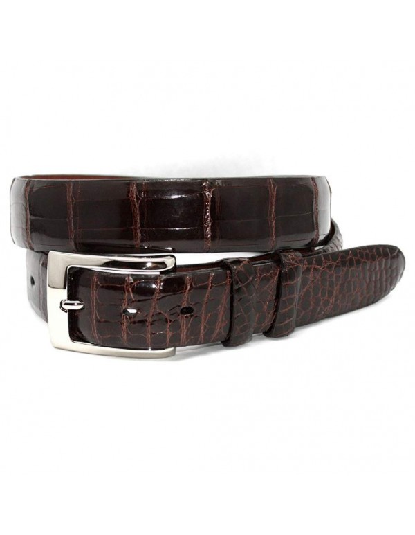 Torino Leather Genuine American Alligator Belt - Brown